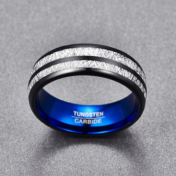 Sleek Blue Stripe Men's Finger Ring